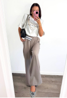 din material textil Pantaloni wide leg La Milla Exclusive bej