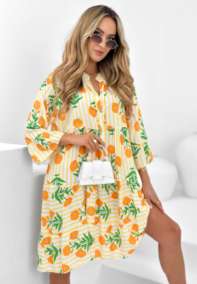 Rochie oversize din viscoză With Flowers cu flori