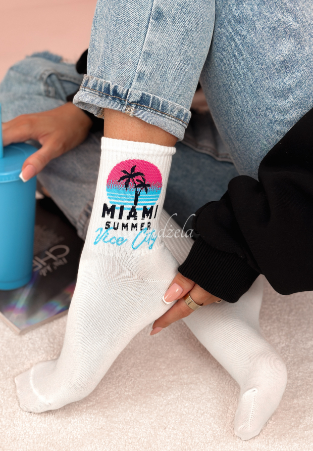 Șosete lungi Miami Summer białe