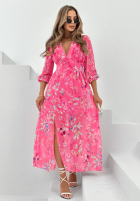 Kwiecista Rochie midi Time To Bloom roz