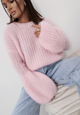 Pulover de mohair Cocomore Cloudly cu m&acirc;neci largi