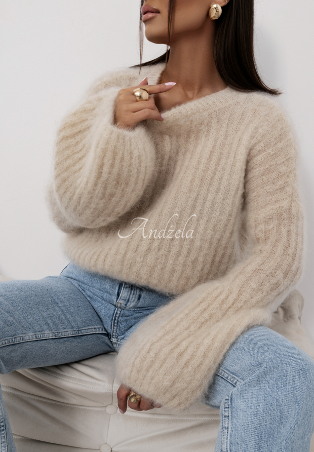 Pulover de mohair Cocomore Cloudly cu m&acirc;neci largi