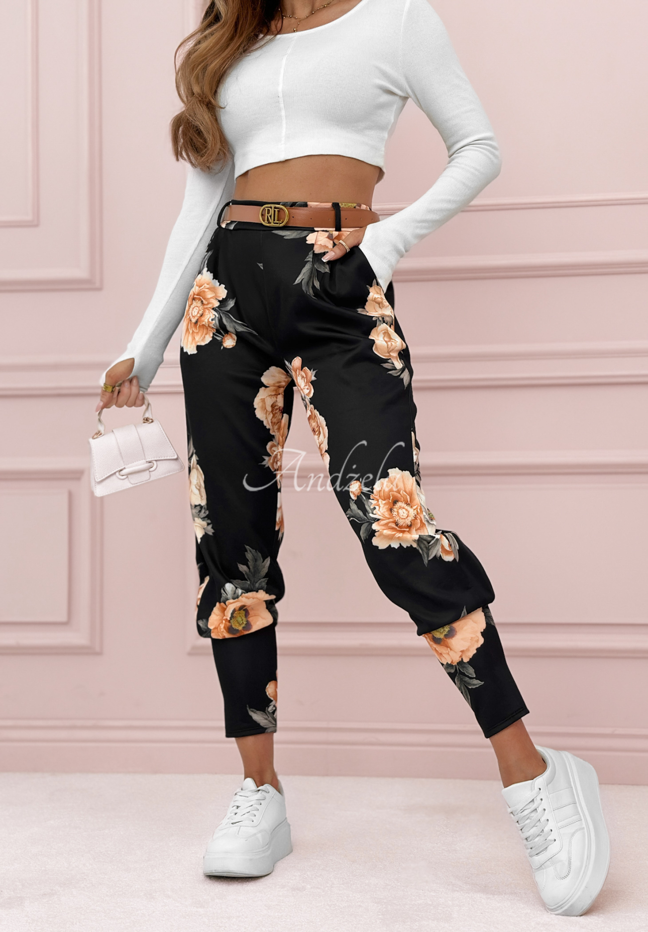 Pantaloni cu imprimeu floral Flowery Choice