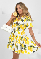 Koszulowa Rochie w cytrynki Lemon Crazy biało-galben