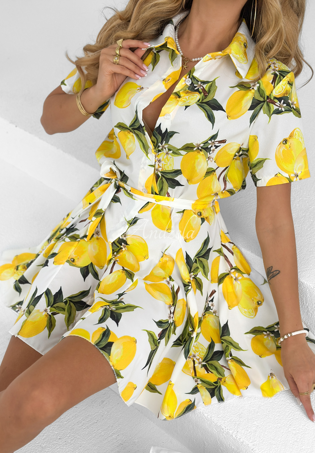 Rochie cămașă Lemon Crazy cu lămâi