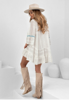 Rochie z falbankami boho Vacay Attitude albă