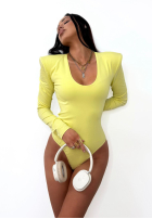Body z dekoltem La Milla Dazzle Glamour galbenă