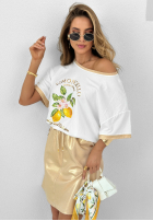 Tricou z nadrukiem Lemon Taste albă