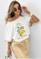 Tricou z nadrukiem Lemon Taste albă