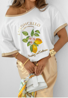 Tricou z nadrukiem Lemon Taste albă