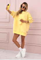 Hanorac oversize z haftem As I Said de culoarea piersicii