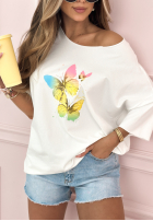 Tricou z nadrukiem Butterflies Era Alb