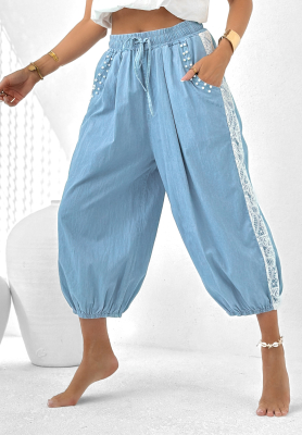 Pantaloni din material Hidden Hollows cu dantelă