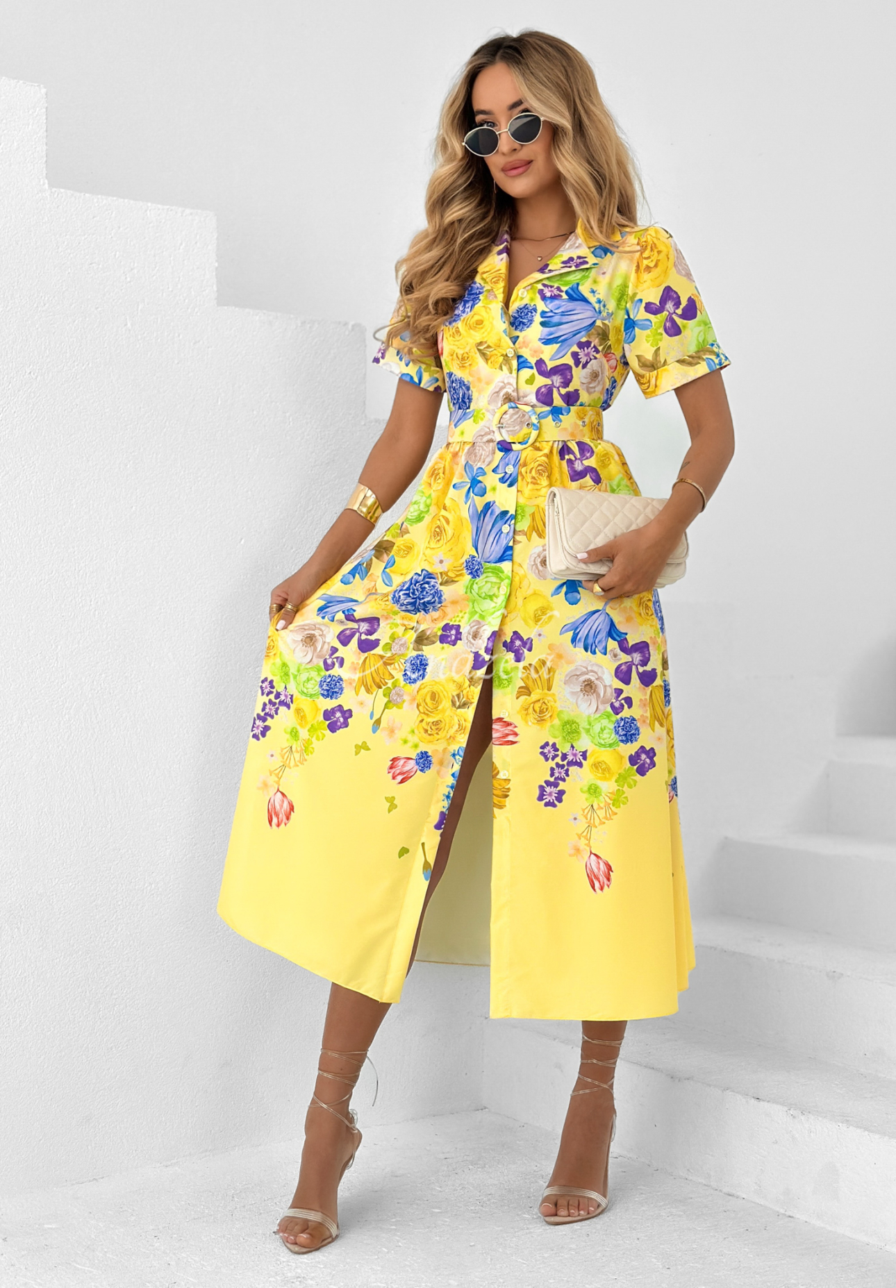 Rochie cu imprimeu floral Remember Darling cu curea