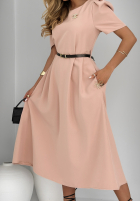 Rochie midi z bufkami i paskiem The True Value Roz murdar