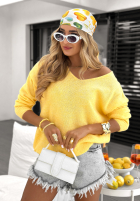 Pulover z dekoltem Caffe Latte galbene