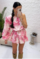 Krótki asymetryczny Salopetă cu modele La Milla Dreamy Places roz