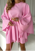 Trapezowa Rochie nietoperz z paskiem Happiness Magnet roz