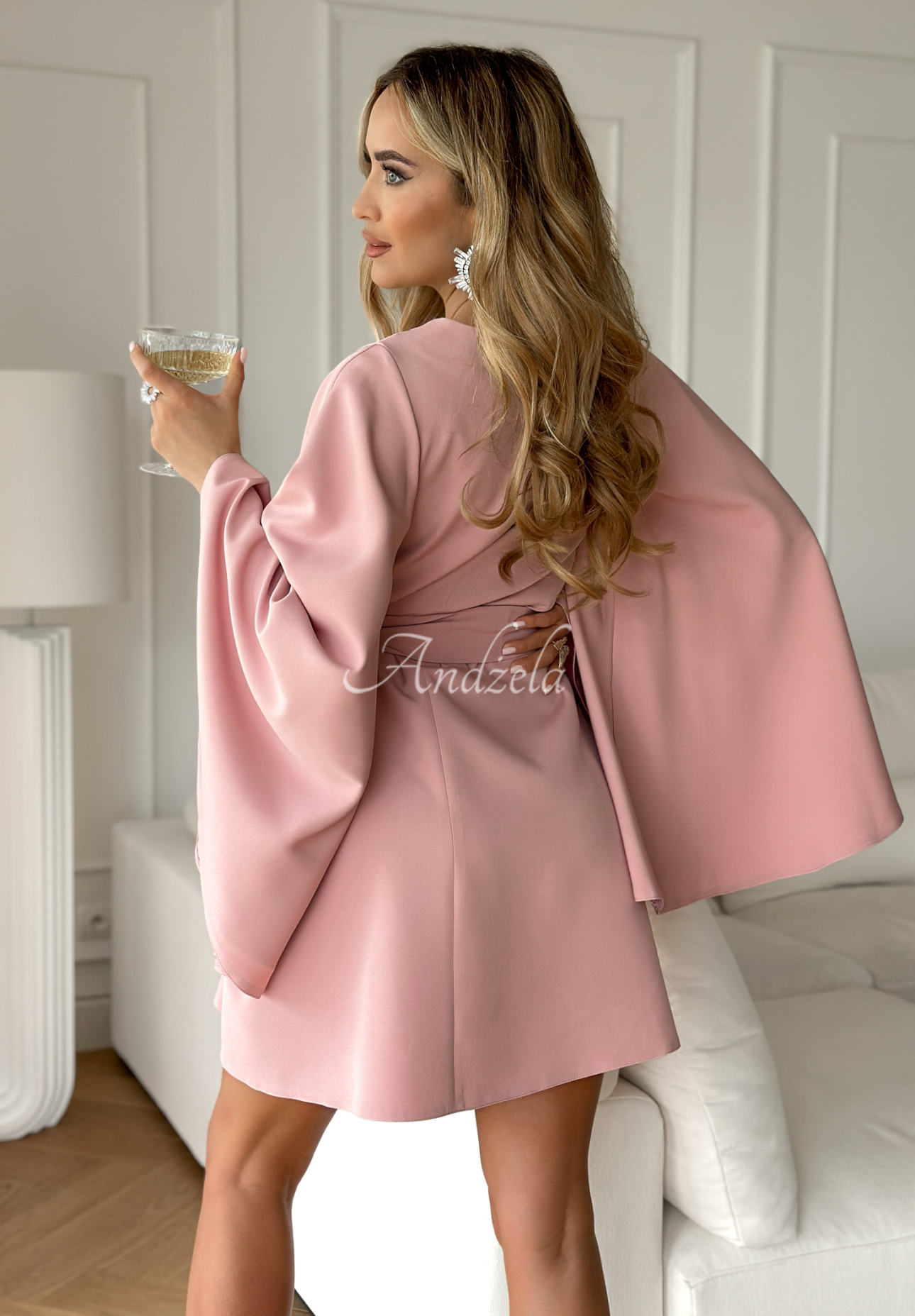 Rochie trapez tip liliac Happiness Magnet cu curea