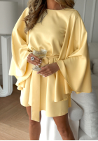 Trapezowa Rochie nietoperz z paskiem Happiness Magnet bananowa