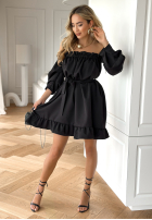 Rochie Cu croială spaniolă z paskiem More Than That negru