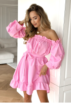 Rochie Cu croială spaniolă z paskiem More Than That roz