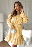 Rochie Cu croială spaniolă z paskiem To Love Me bananowa