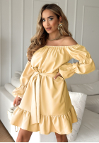 Rochie Cu croială spaniolă z paskiem To Love Me bananowa