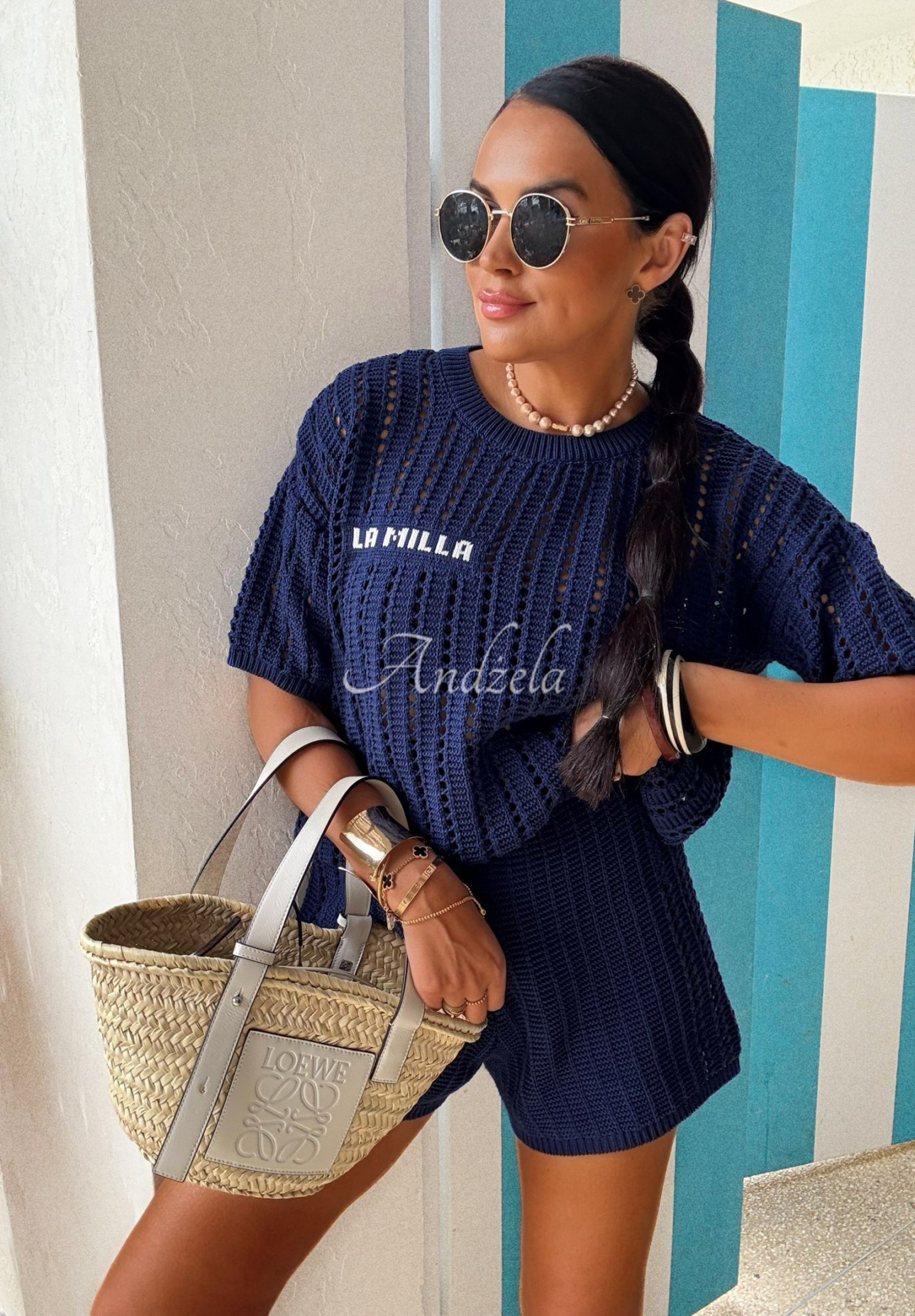 Set din tricot La Milla Sporty Chic format din bluză și pantaloni scurți