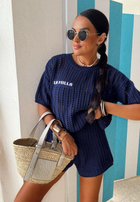 Set din tricot La Milla Sporty Chic format din bluză și pantaloni scurți