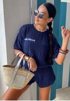 Dzianinowy Compleu Bluză i krótkie spodenki La Milla Sporty Chic bluemarin