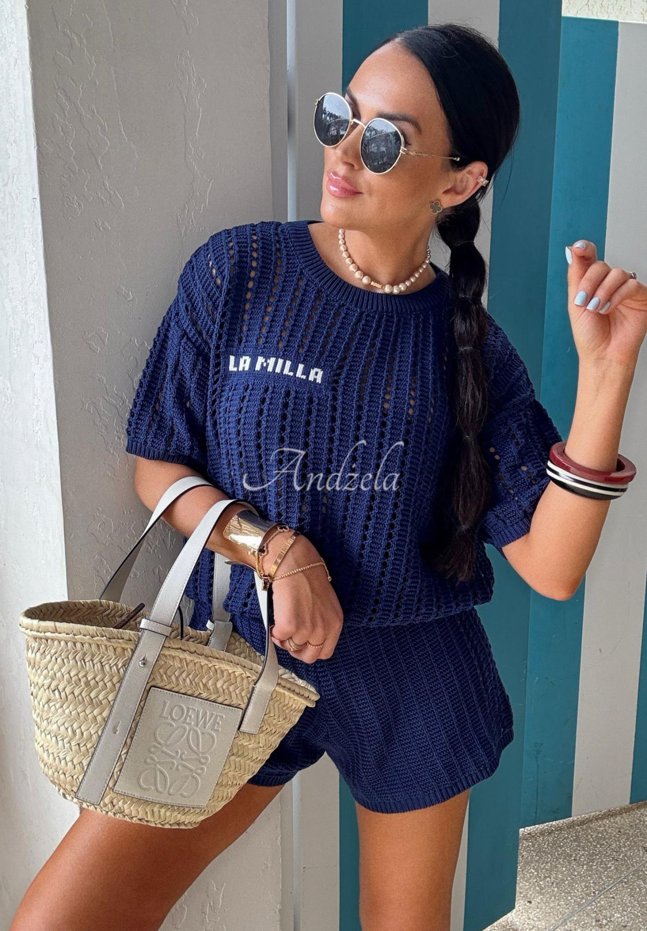 Set din tricot La Milla Sporty Chic format din bluză și pantaloni scurți