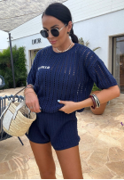 Dzianinowy Compleu Bluză i krótkie spodenki La Milla Sporty Chic bluemarin