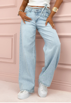 Pantaloni din denim mom fit Running Away albastru deschis