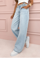 Pantaloni din denim mom fit Running Away albastru deschis