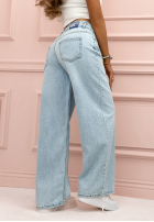 Pantaloni din denim mom fit Running Away albastru deschis