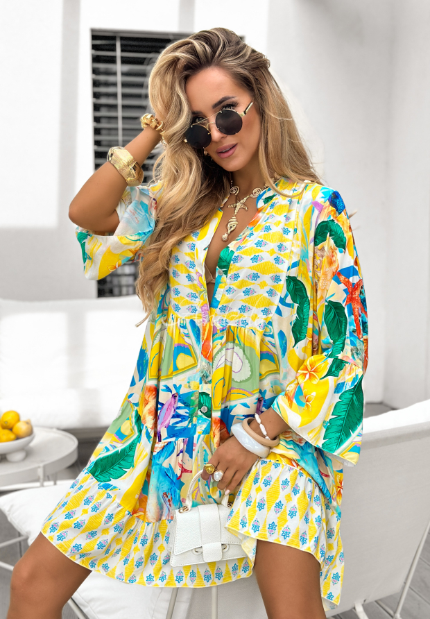Rochie cu imprimeu Relaxed Sunshine cu volănașe