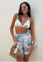 Compleu Cămașă i krótkie spodenki cu modele La Milla Dreamy Places albastru azuriu