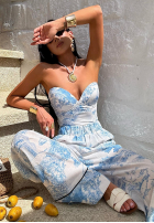 Pantaloni cu modele La Milla Dreamy Places albastru azuriu