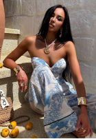 Pantaloni cu modele La Milla Dreamy Places albastru azuriu