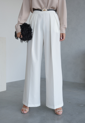 Pantaloni wide leg din material Not Difficult