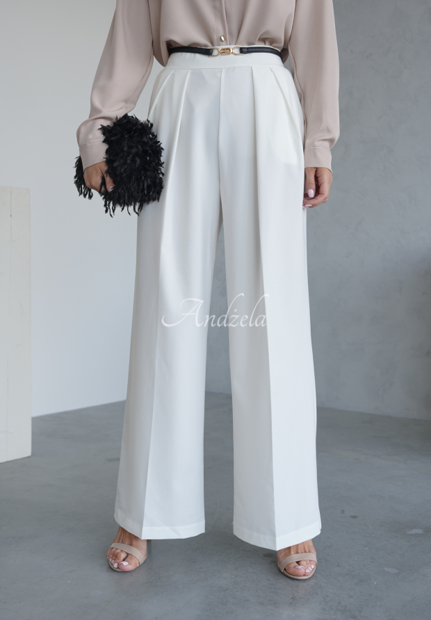 Pantaloni wide leg din material Not Difficult