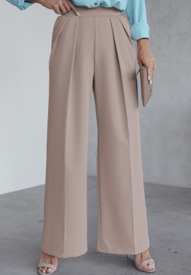 Pantaloni wide leg din material Not Difficult