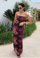 Rochie maxi w kwiaty La Milla Beauty Is Goodness negru-burgundowa
