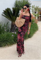 Rochie maxi w kwiaty La Milla Beauty Is Goodness negru-burgundowa