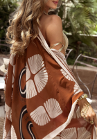 Set de plajă kostium kąpielowy i narzutka Aquamarine Delight beżowo-camel