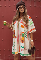 Rochie cu modele Tropical Nature jasnobeżowa