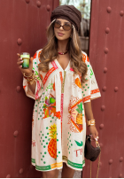 Rochie cu modele Tropical Nature jasnobeżowa