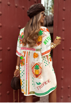 Rochie cu modele Tropical Nature jasnobeżowa