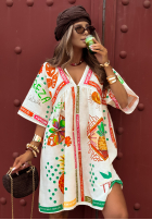 Rochie cu modele Tropical Nature jasnobeżowa